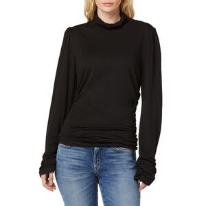 Joe's Jeans Laurel Ruched Turtleneck Top In Jet Black - XS